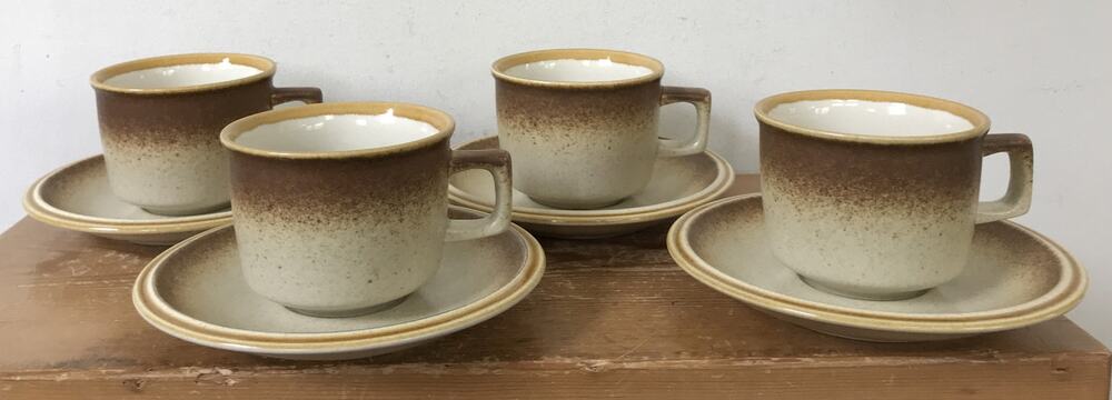 Vintage Set Lot 4 Mikasa Stylekraft Japanese Stoneware Coffee Tea Cups Saucers